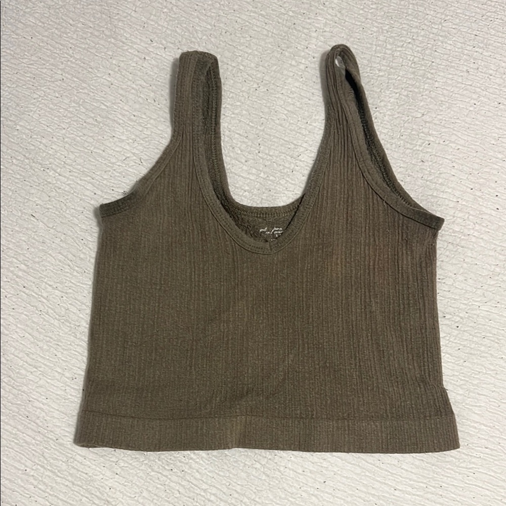 Urban Outfitters Green Ribbed Crop Tank Top